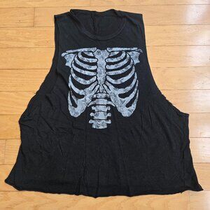 Brandy Melville | dark gray skeleton ribs short sleeve t-shirt | WMS One Size